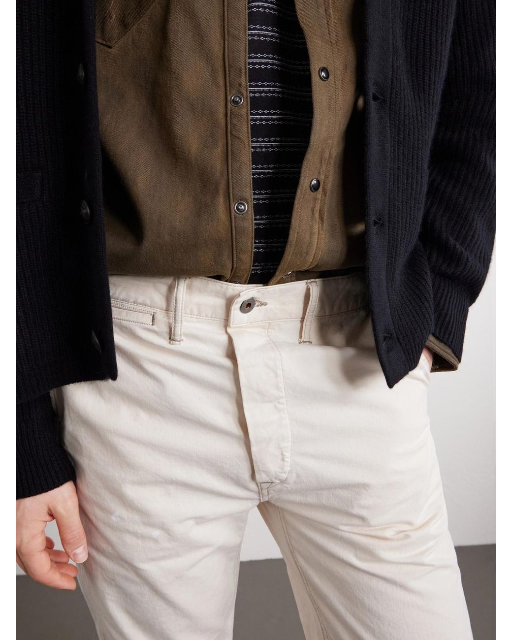 RRL White Straight-Leg Paint-Splattered Cotton-Canvas Trousers for men