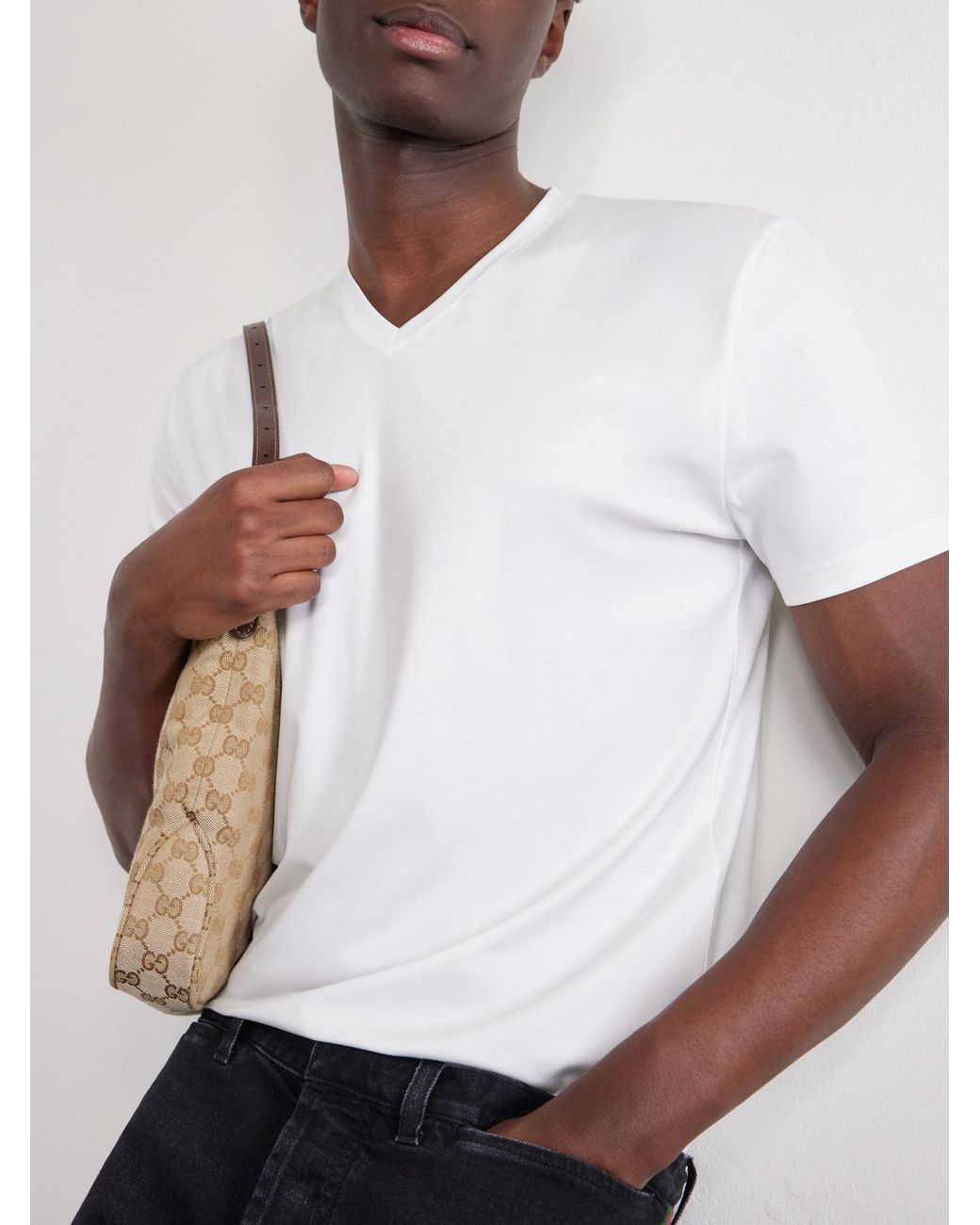 Gucci White Modal-Blend Jersey T-Shirt for men