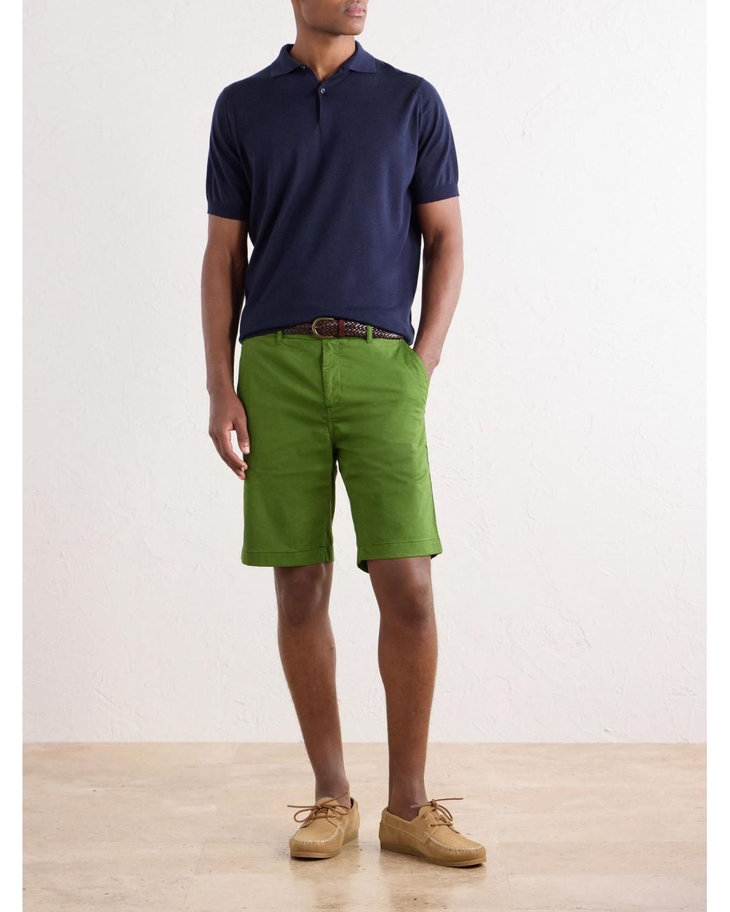 Vilebrequin Green Belin Woven Cotton-Blend Casual Shorts for men