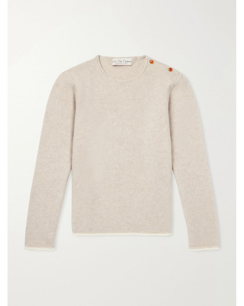 God's True Cashmere White Bouclé Cashmere Sweater for men