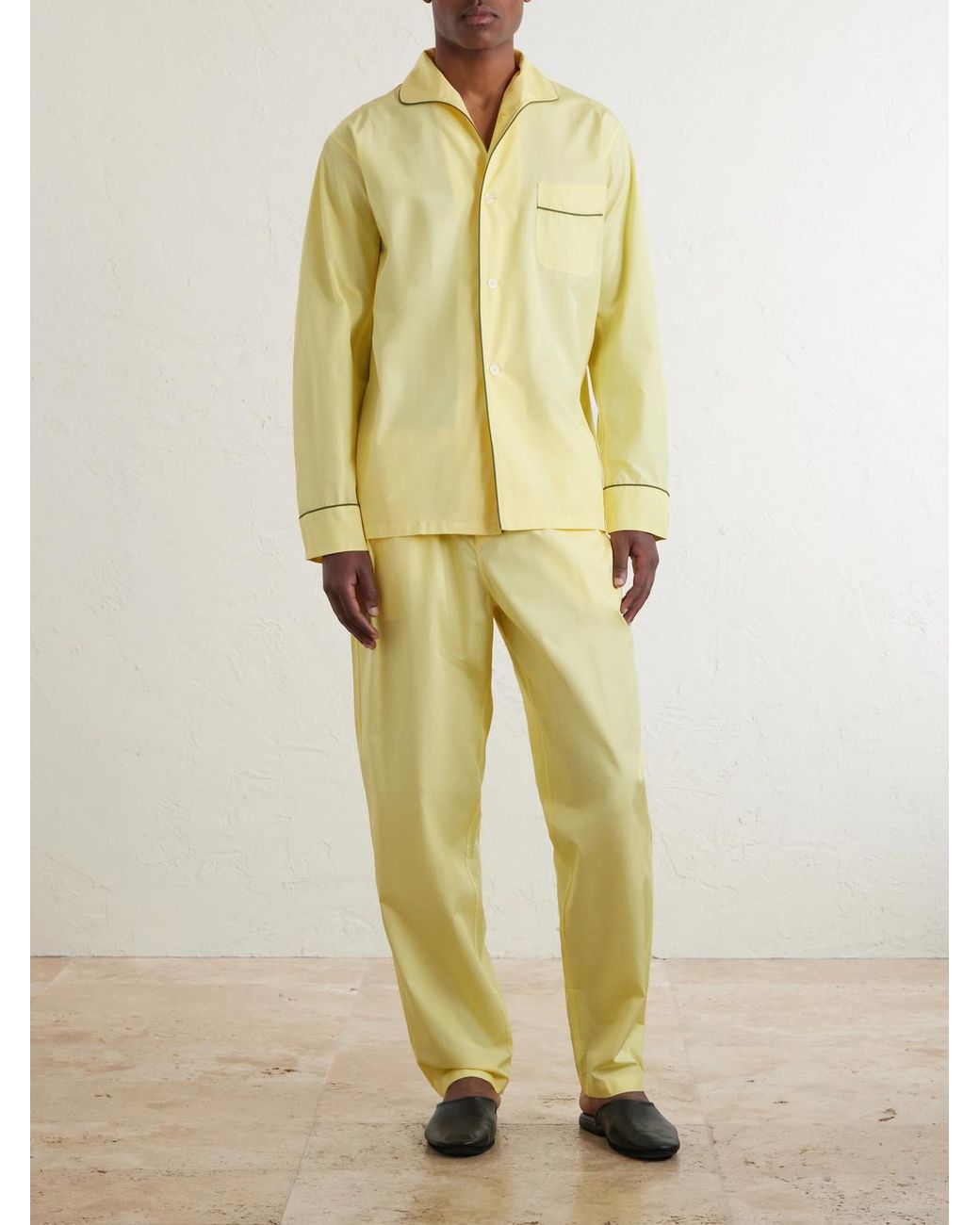 Anderson & Sheppard Yellow George Cortina Cotton-poplin Pyjama Set for men