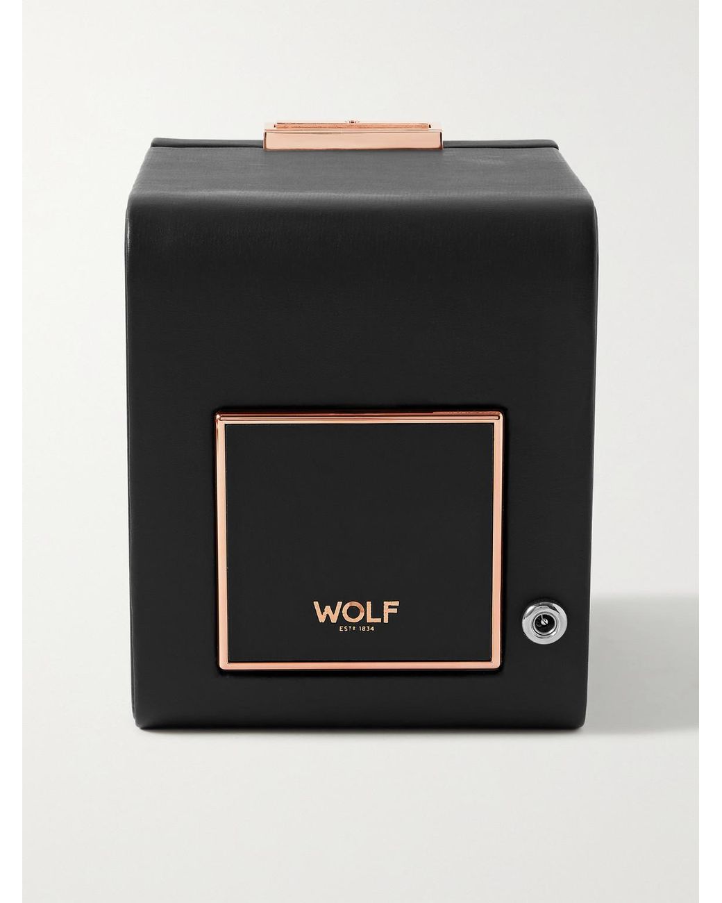 Wolf Black Axis Vegan Leather Single Watch Winder for men