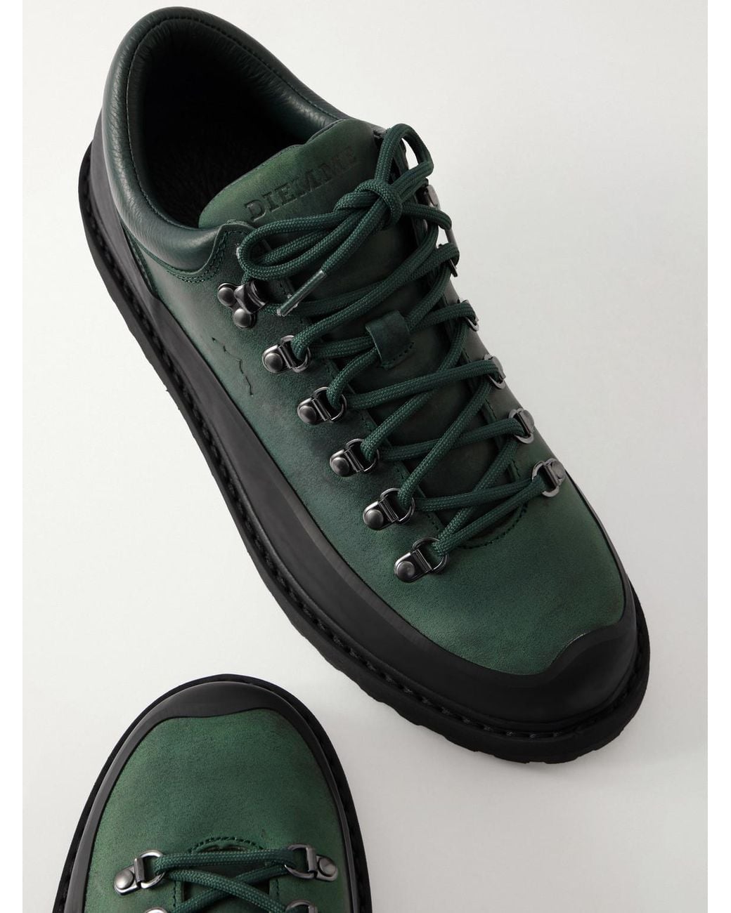 Diemme Black Cornaro Gomma Rubber-Trimmed Waxed-Leather Hiking Boots for men
