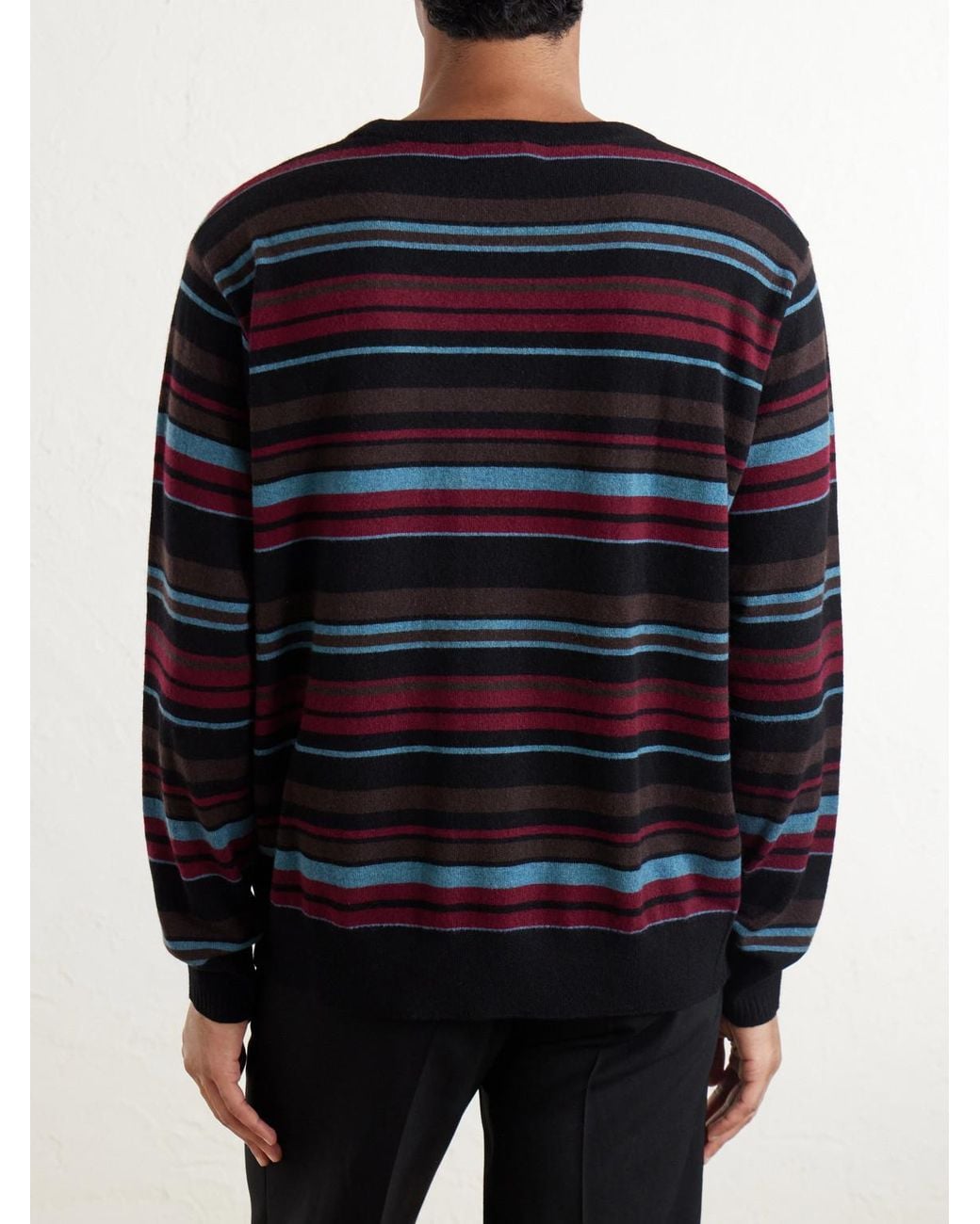 Dries Van Noten Blue Muroli Striped Cashmere Sweater for men