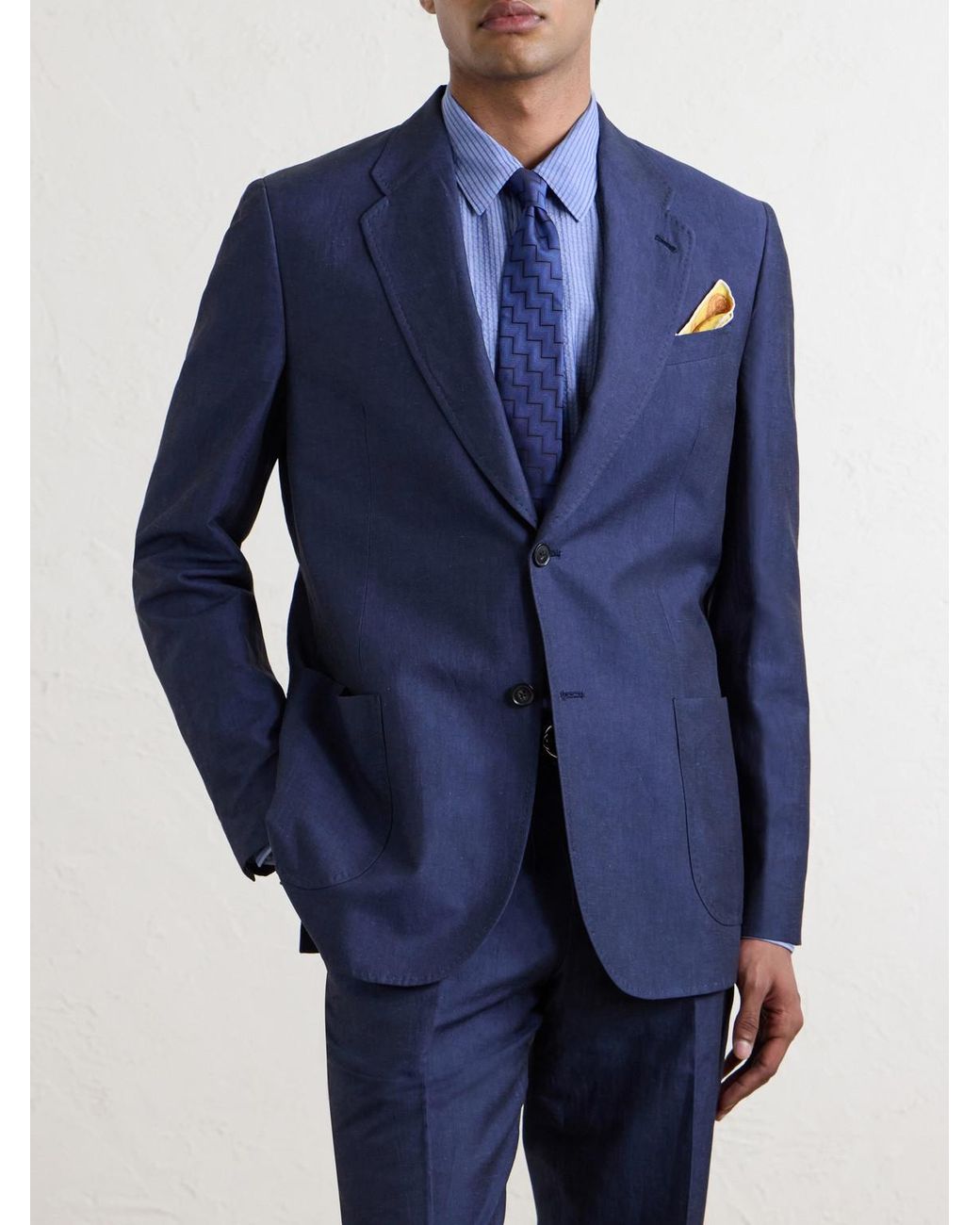 Paul Smith Blue Cotton And Linen-Blend Suit Jacket for men