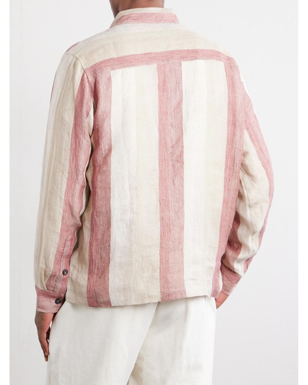 Kartik Research Pink Striped Linen-gauze Shirt for men