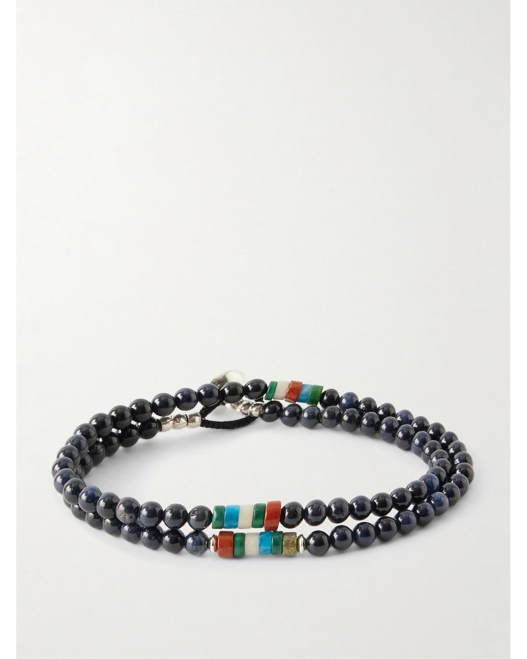 Sterling Multi-Stone Beaded Bracelet di Mikia in Black da Uomo