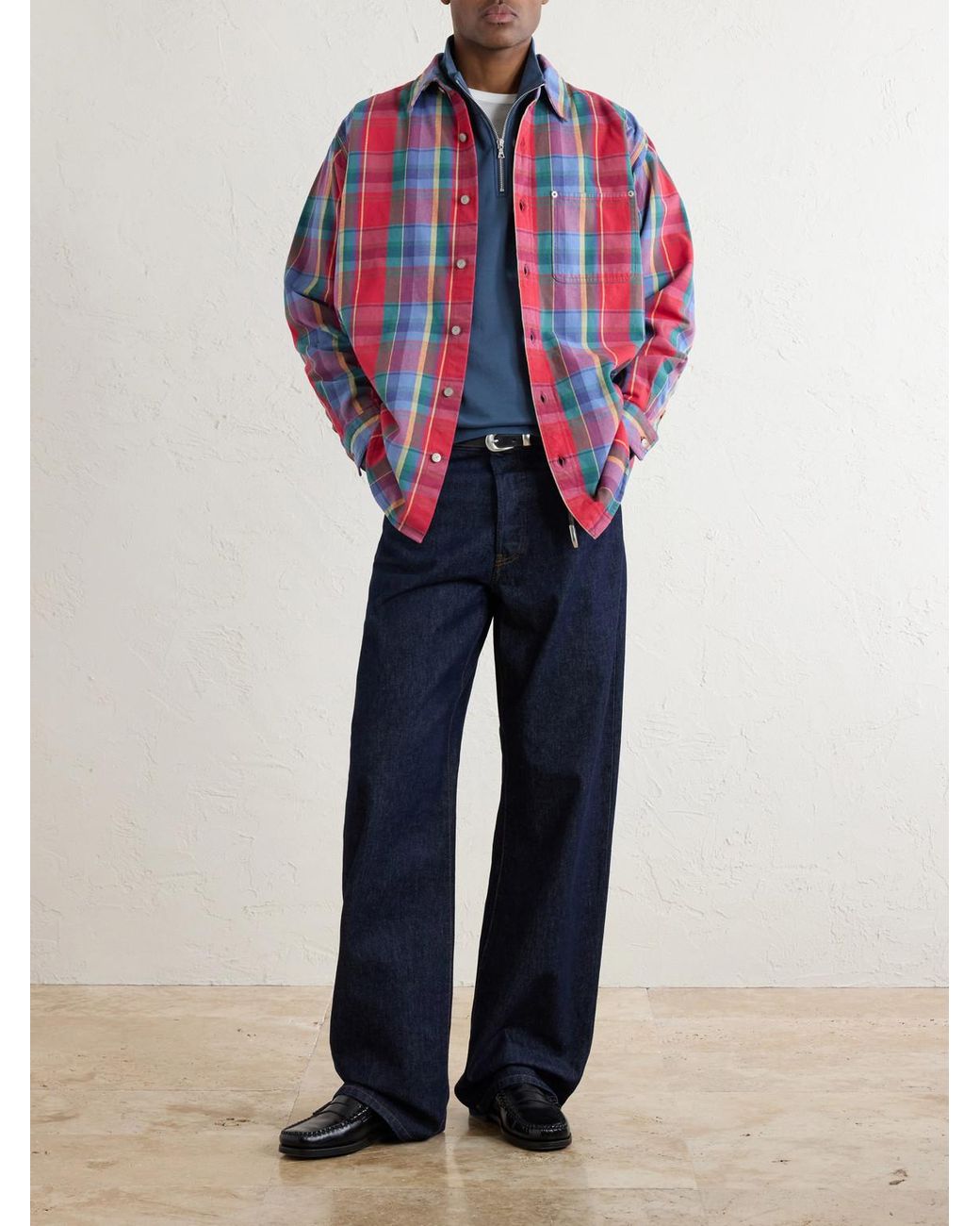 Aimé Leon Dore Red Checked Cotton-Twill Shirt for men