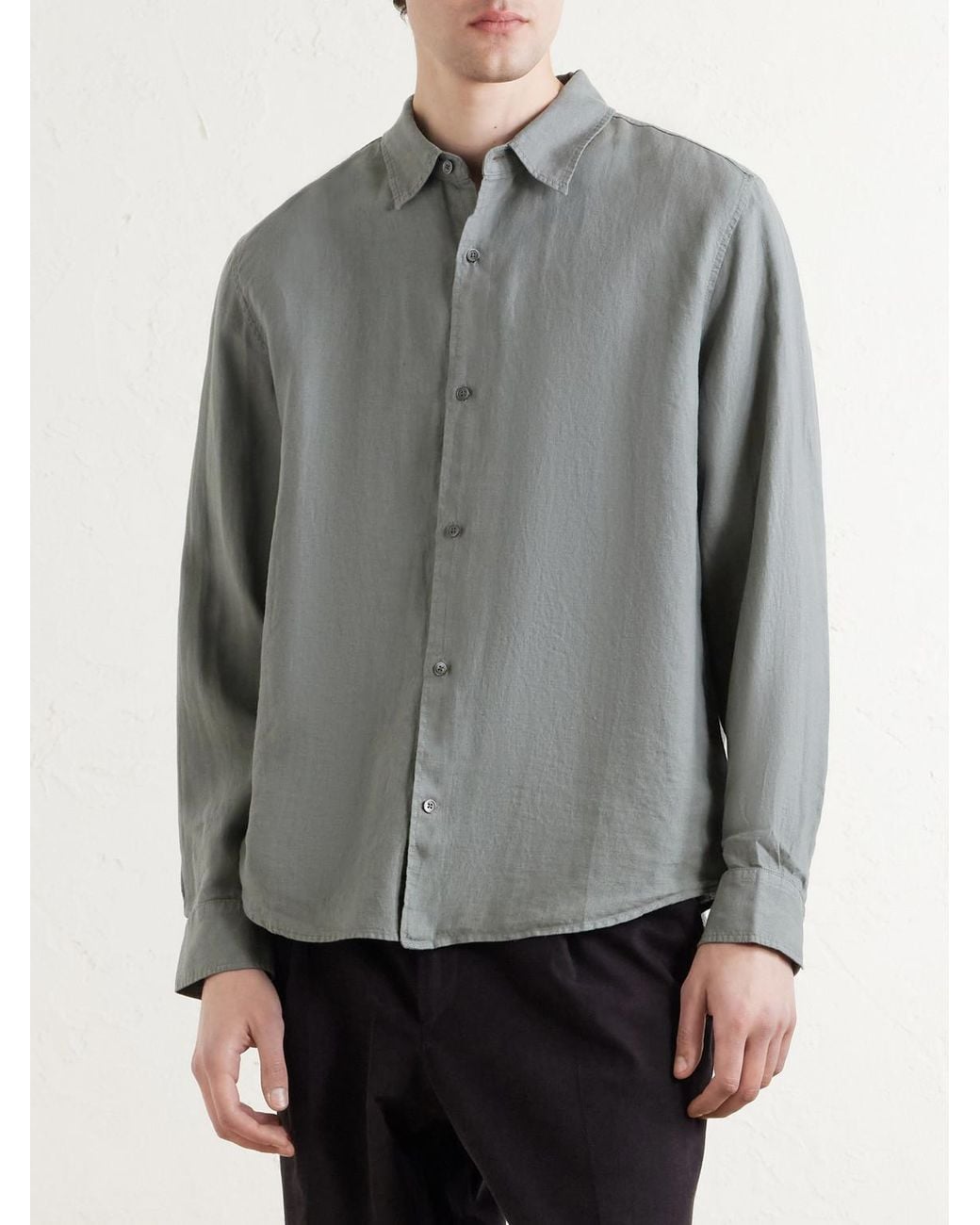 Mr P. Gray Garment-Dyed Linen Shirt for men