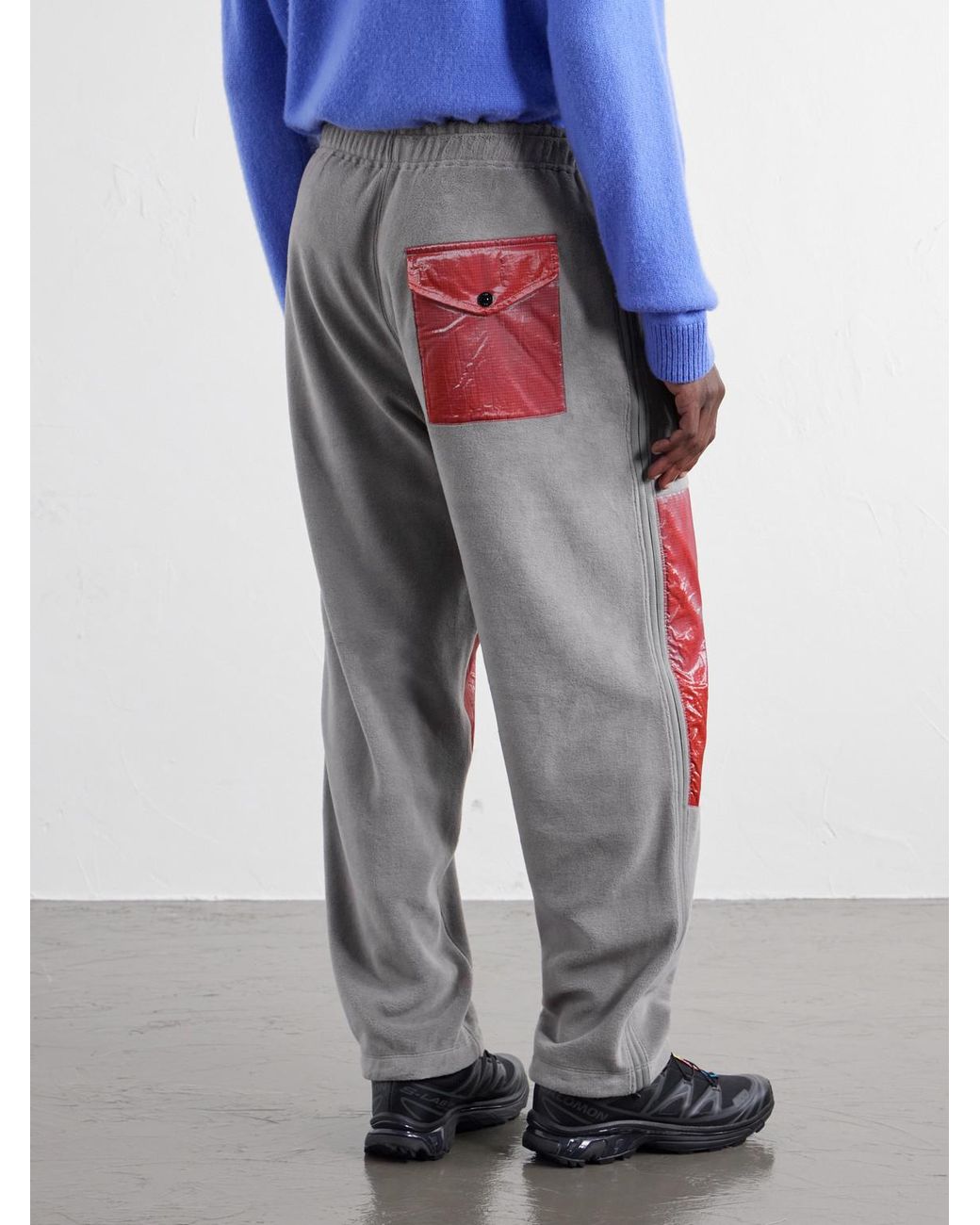 Stone Island Red Straight-Leg Belted Heat-Reactive Ripstop-Trimmed Brushed Cotton-Blend Fleece Trousers for men