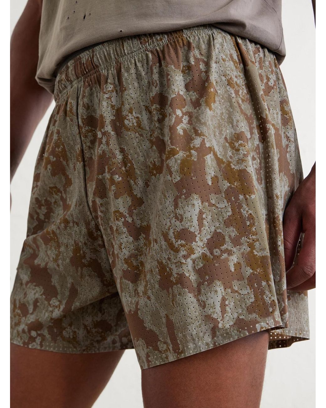 Satisfy Brown Straight-Leg Logo-Appliqu&Eacute;D 5&Quot; Space‑O&Trade; Shorts for men