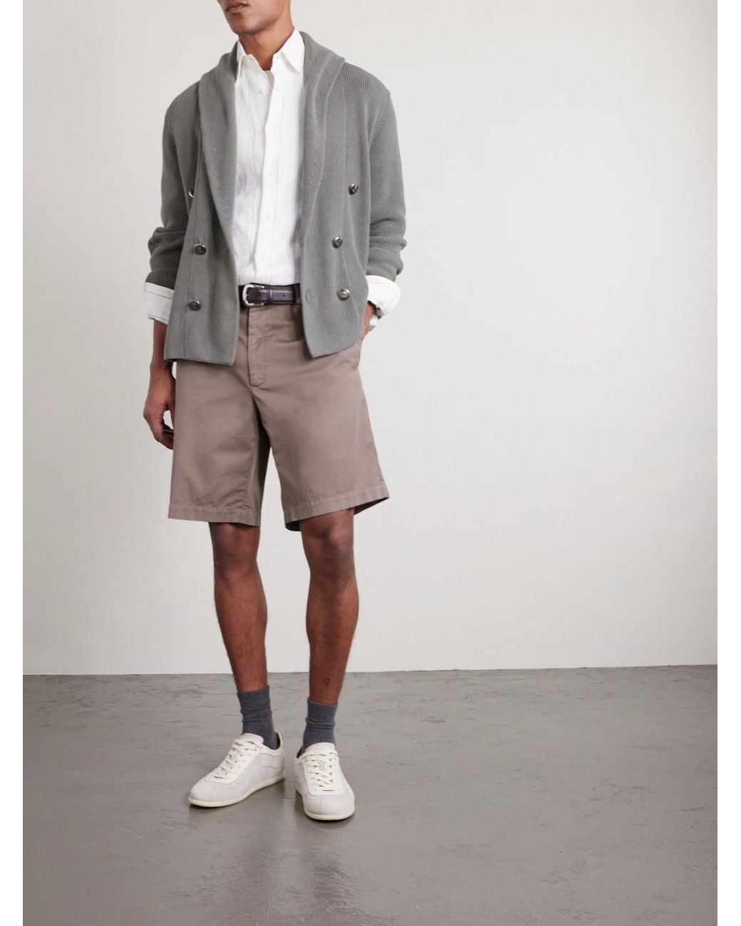 Brunello Cucinelli Gray Cotton-Blend Bermuda Shorts for men
