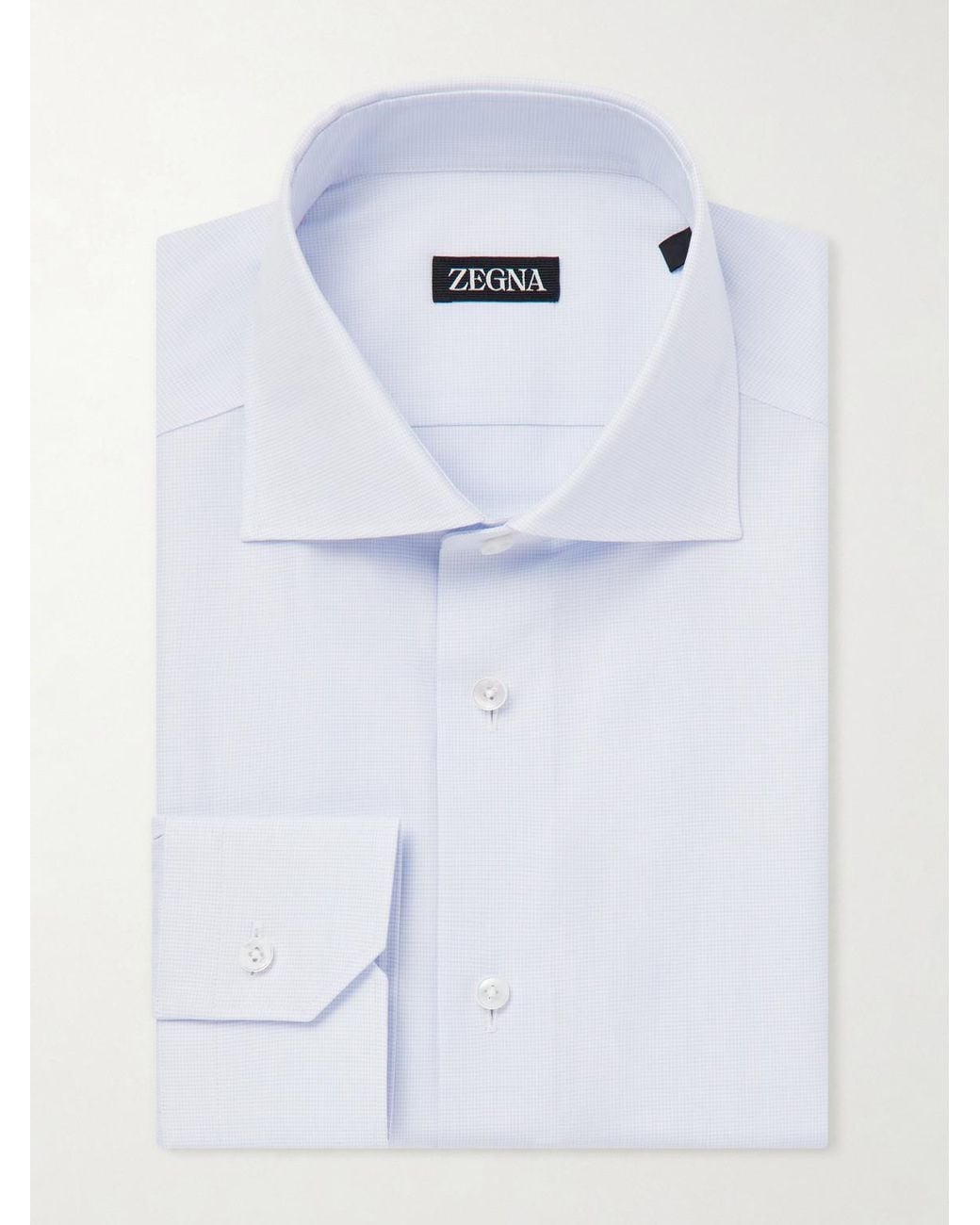 Zegna Blue Trofeo Cutaway-collar Cotton-poplin Shirt for men