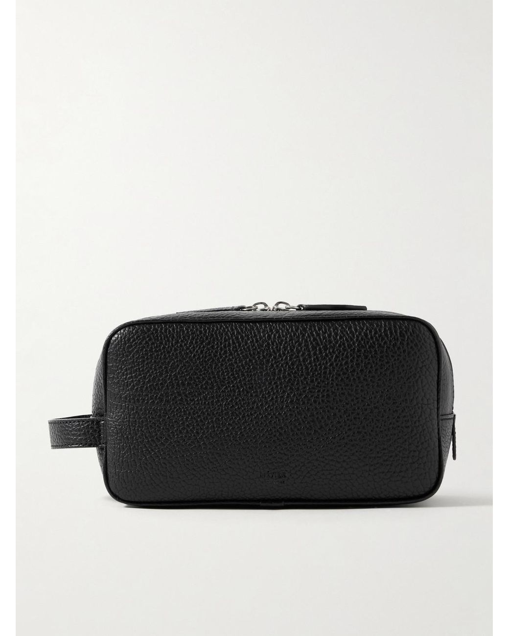 Metier Black Full-Grain Leather Wash Bag for men