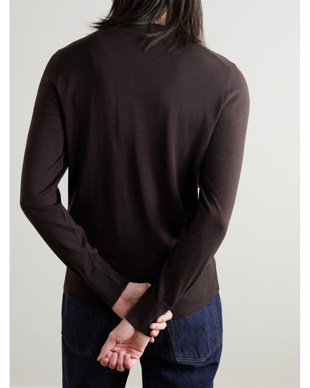 Mr P. Brown Merino Wool Sweater for men