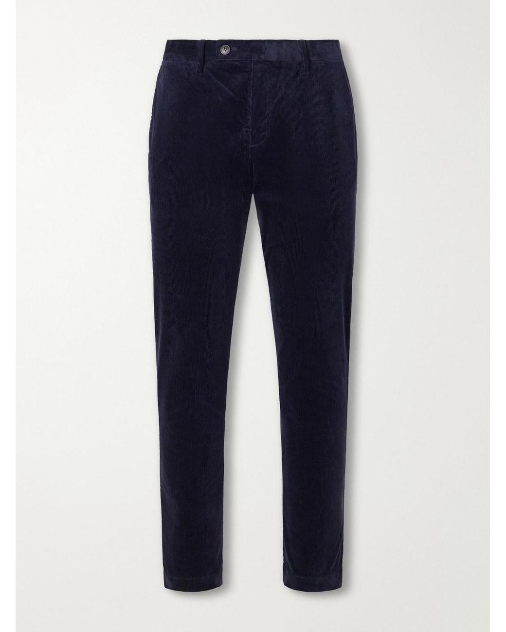 Sunspel Blue Straight-Leg Cotton-Corduroy Suit Trousers for men