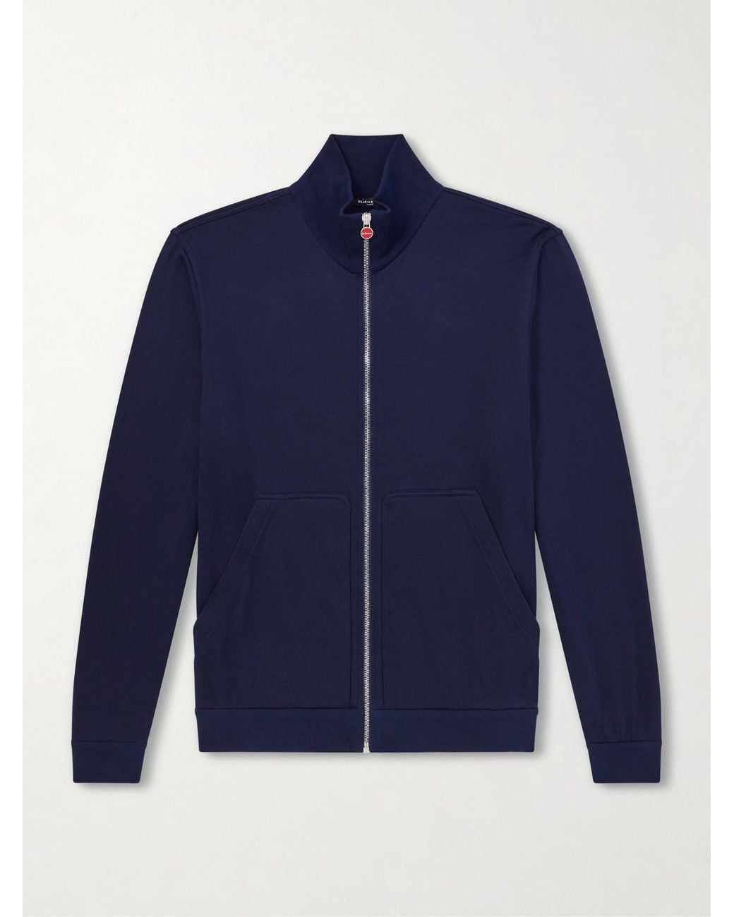 Kiton Blue Cotton And Silk-Blend Zip-Up Sweater for men