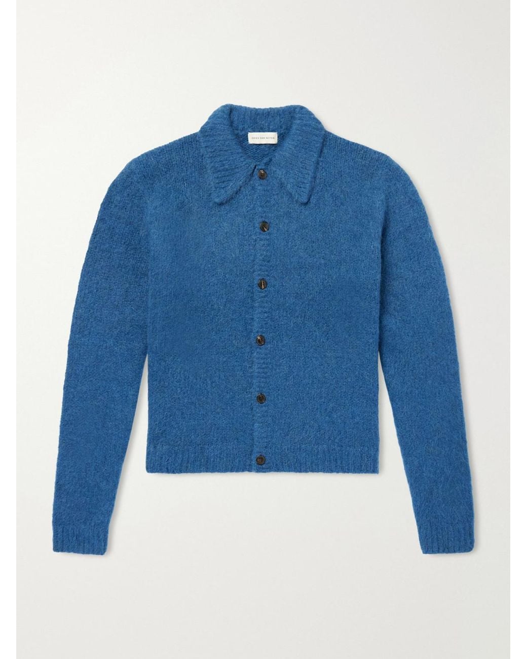 Dries Van Noten Blue Mora Cropped Alpaca-Blend Cardigan for men