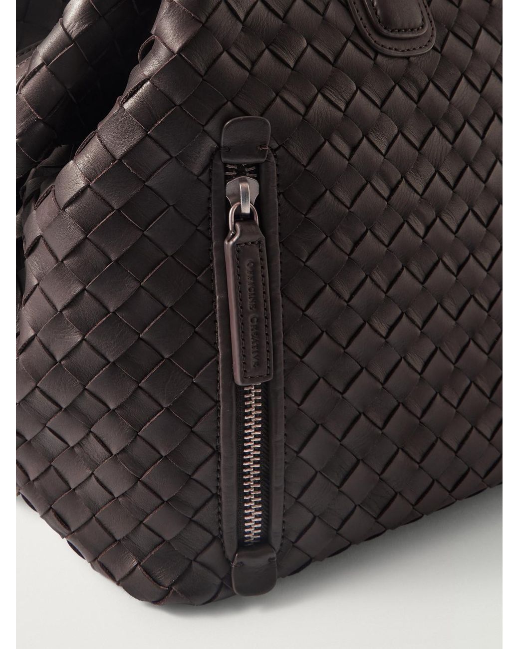 Officine Creative Black Armor/019 Woven Leather Weekend Bag for men