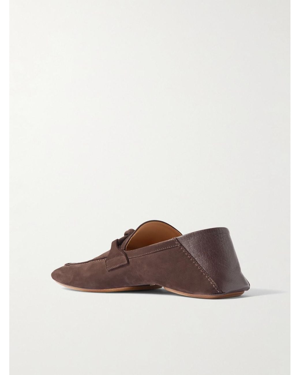 Bottega Veneta Brown Knot-Detailed Leather-Trimmed Textured-Nubuck Loafers for men