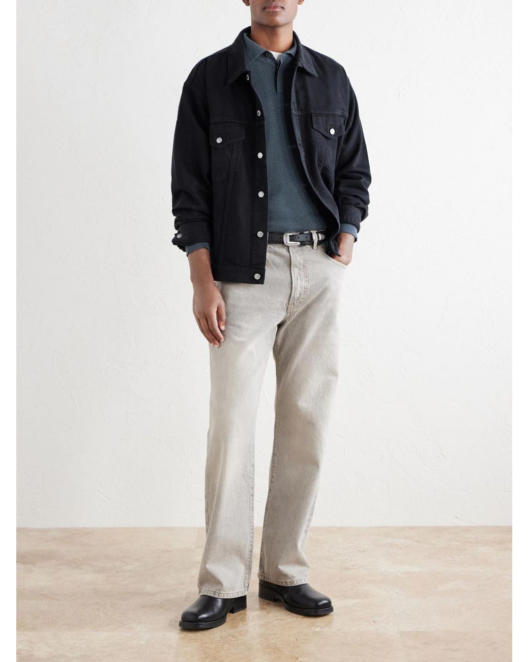 Mr P. Blue Cashmere And Silk-Blend Polo Sweater for men