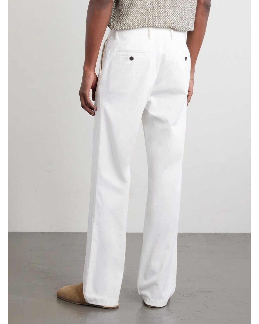 Mr P. White Straight-Leg Organic Cotton-Blend Chinos for men