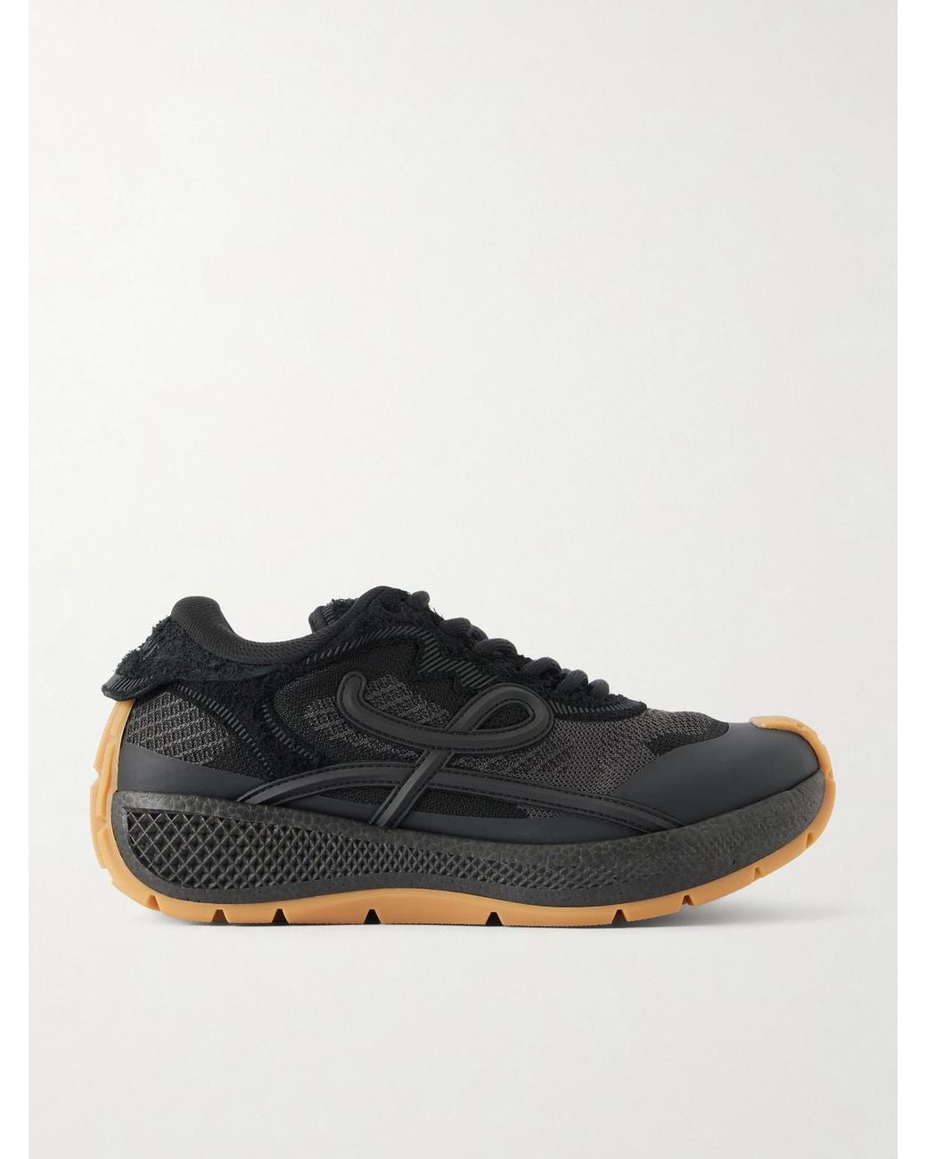 Loewe Black Pogo Rubber-trimmed Mesh Sneakers for men