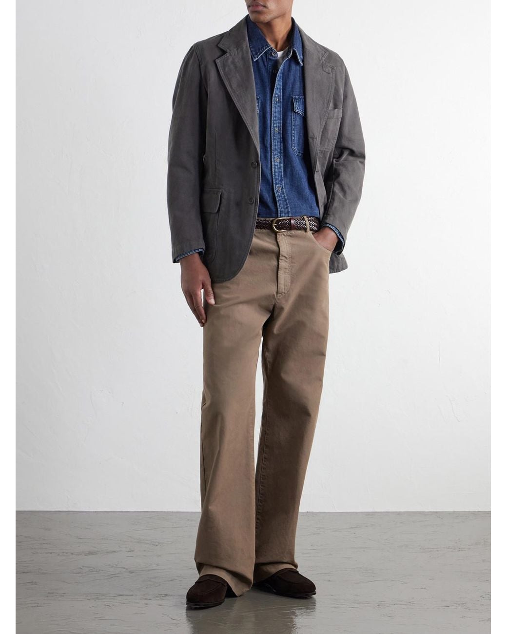 Drake's Gray Mk. I Games Cotton-Twill Moleskin Blazer for men