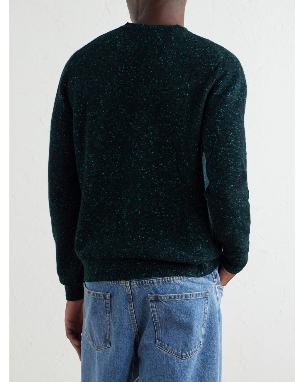 Inis Meáin Blue Merino Wool And Cashmere-Blend Sweater for men