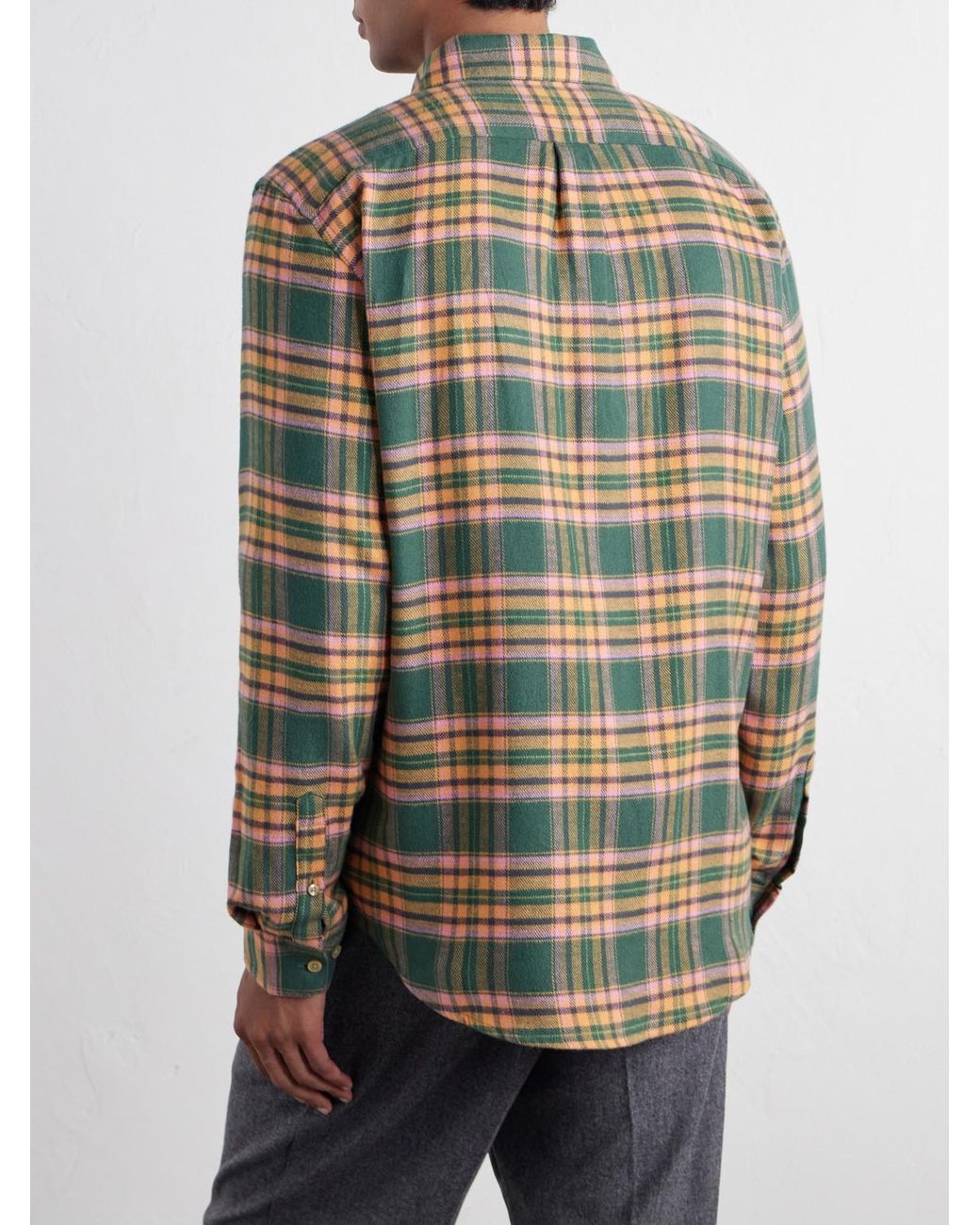 Portuguese Flannel Green Olivara Checked Cotton-Flannel Shirt for men
