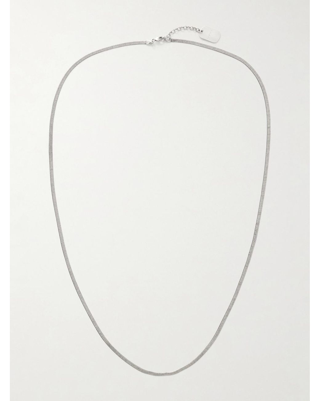 Saint Laurent White Silver-tone Chain Necklace for men