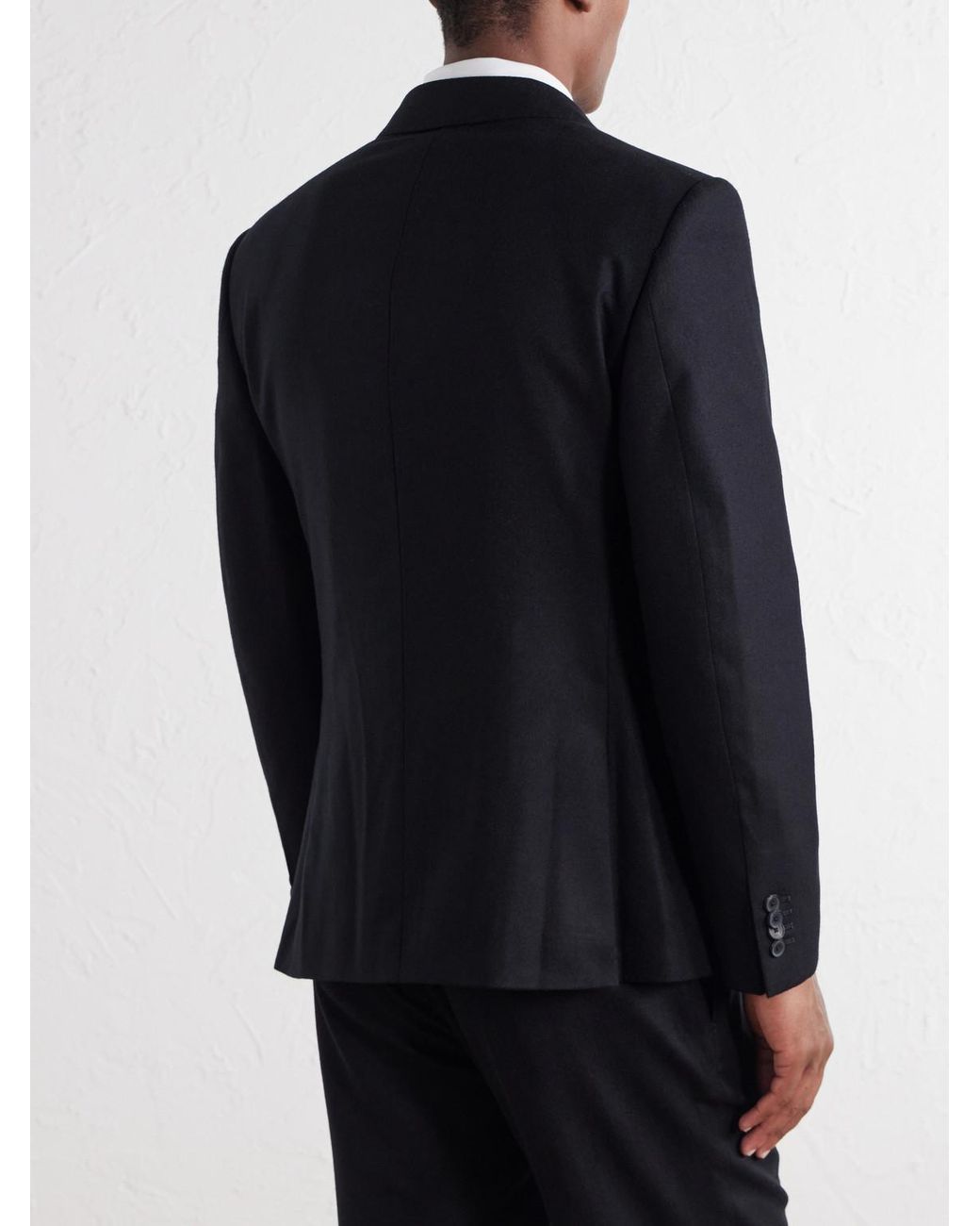 Mr P. Blue Slim-fit Double-breasted Satin-trimmed Wool-flannel Blazer for men