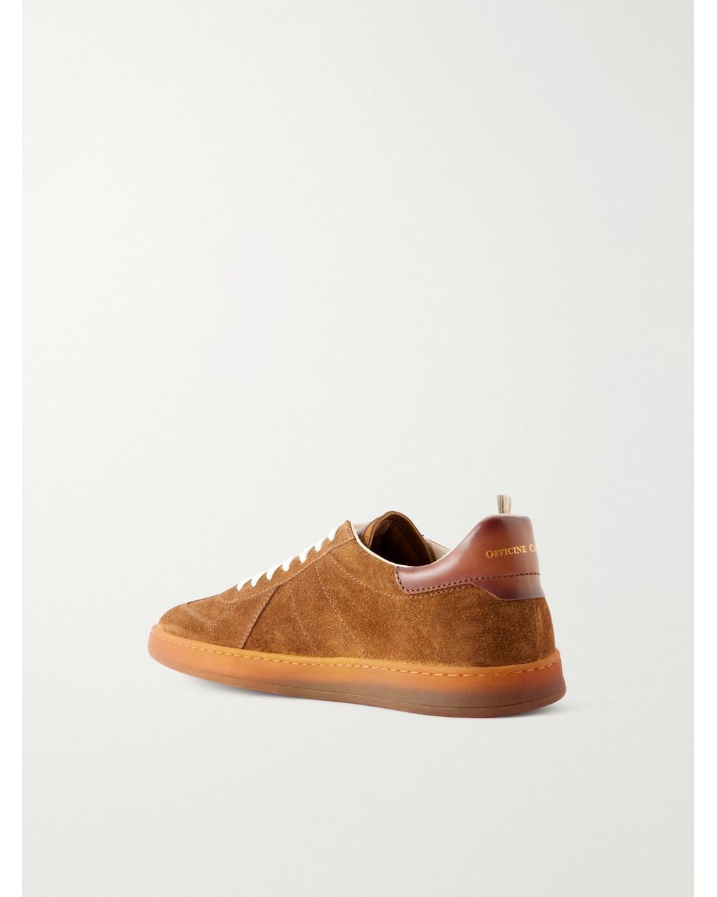 Officine Creative Brown Militia 002 Leather-trimmed Suede Sneakers for men