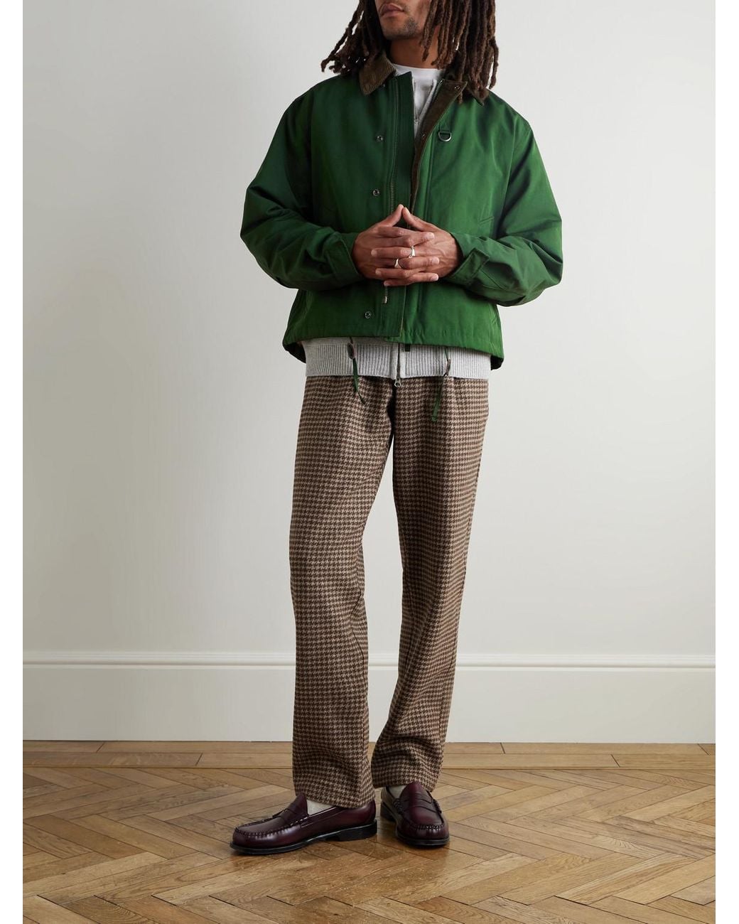 Corduroy-Trimmed Cotton-Blend Jacket di FRIZMWORKS in Green da Uomo