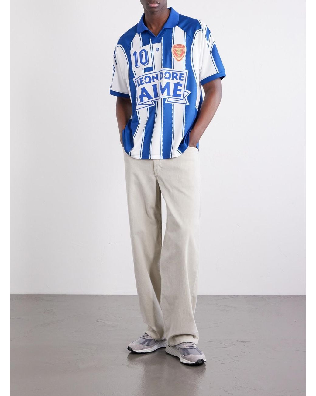 Aimé Leon Dore Blue Logo-Appliquéd Striped Jersey T-Shirt for men
