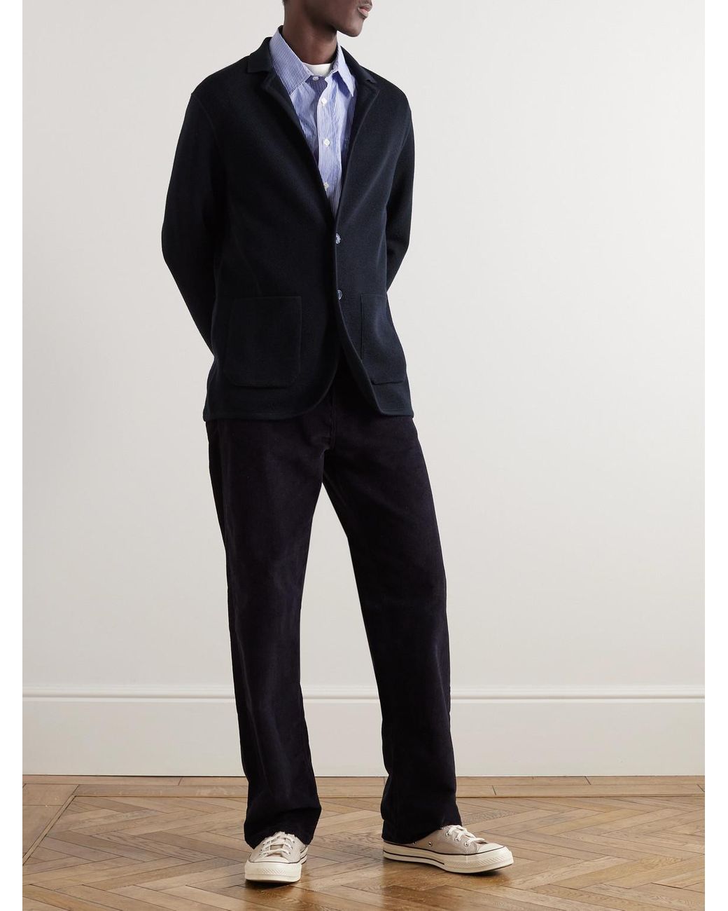 Orlebar Brown Blue Rainer Merino Wool-Piqué Cardigan for men