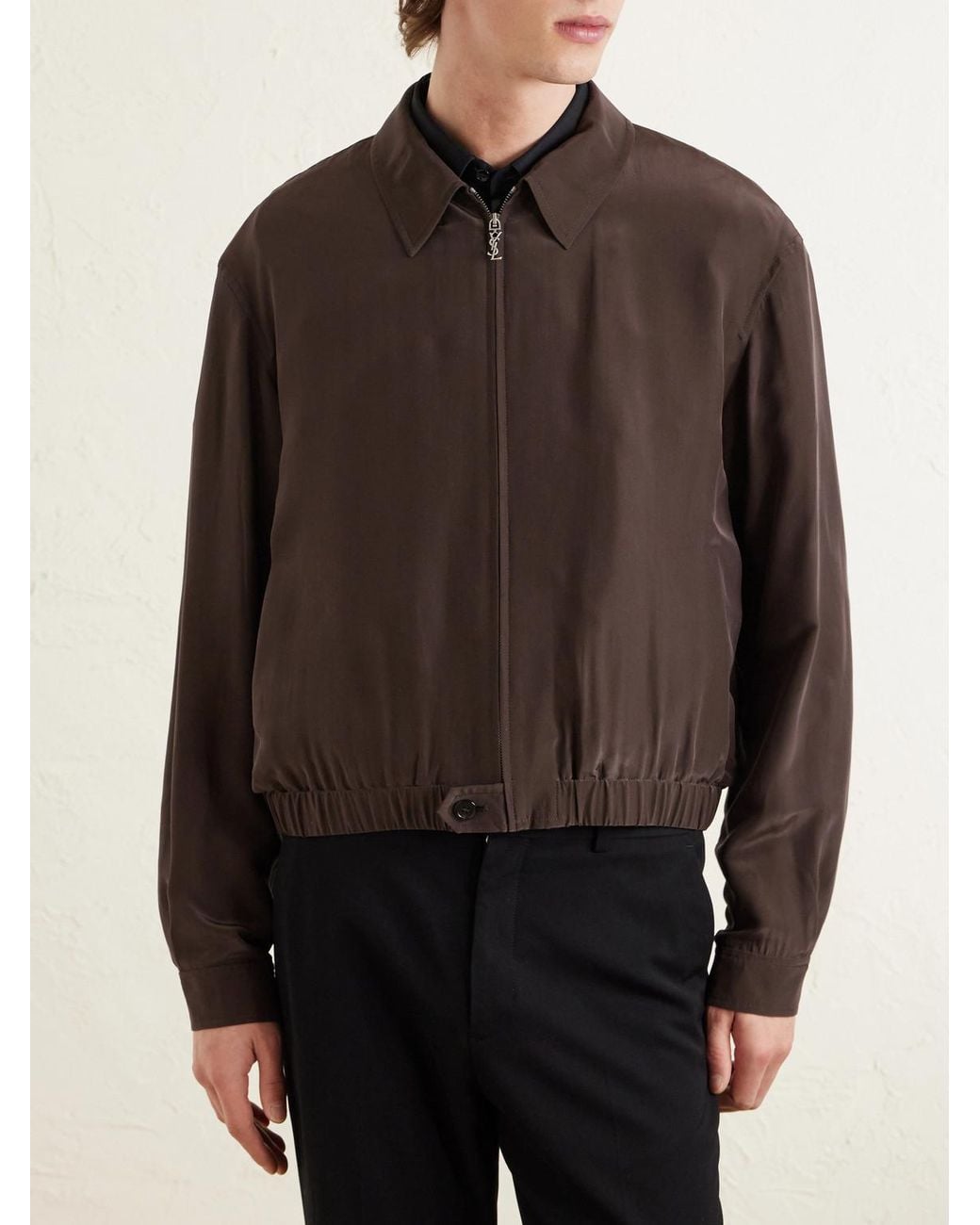 Saint Laurent Brown Satin Blouson Jacket for men