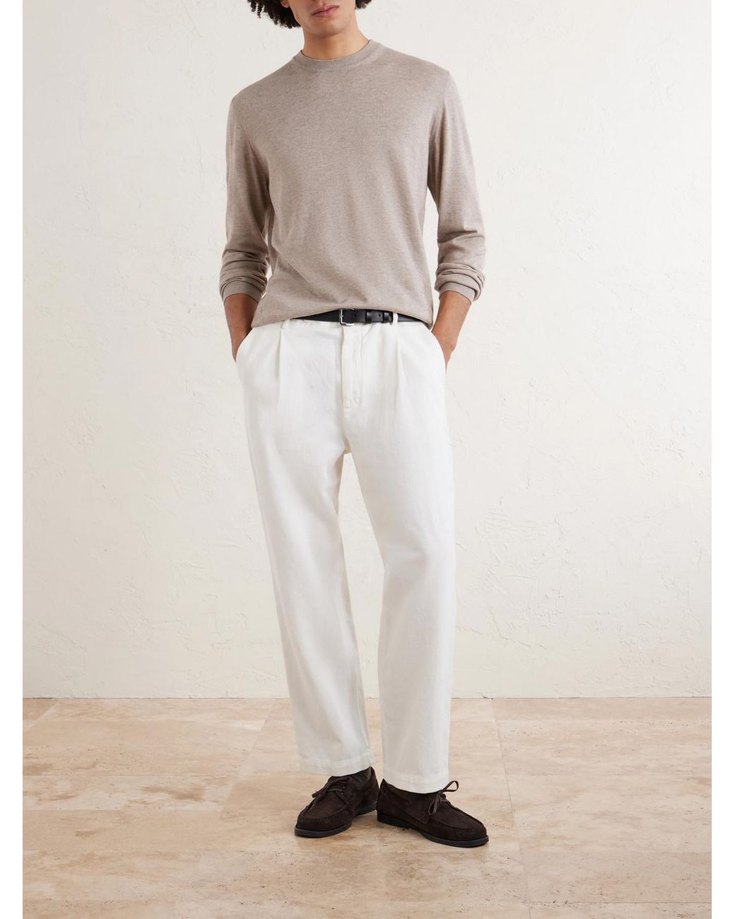 Altea White Cotton And Cashmere-blend Sweater for men