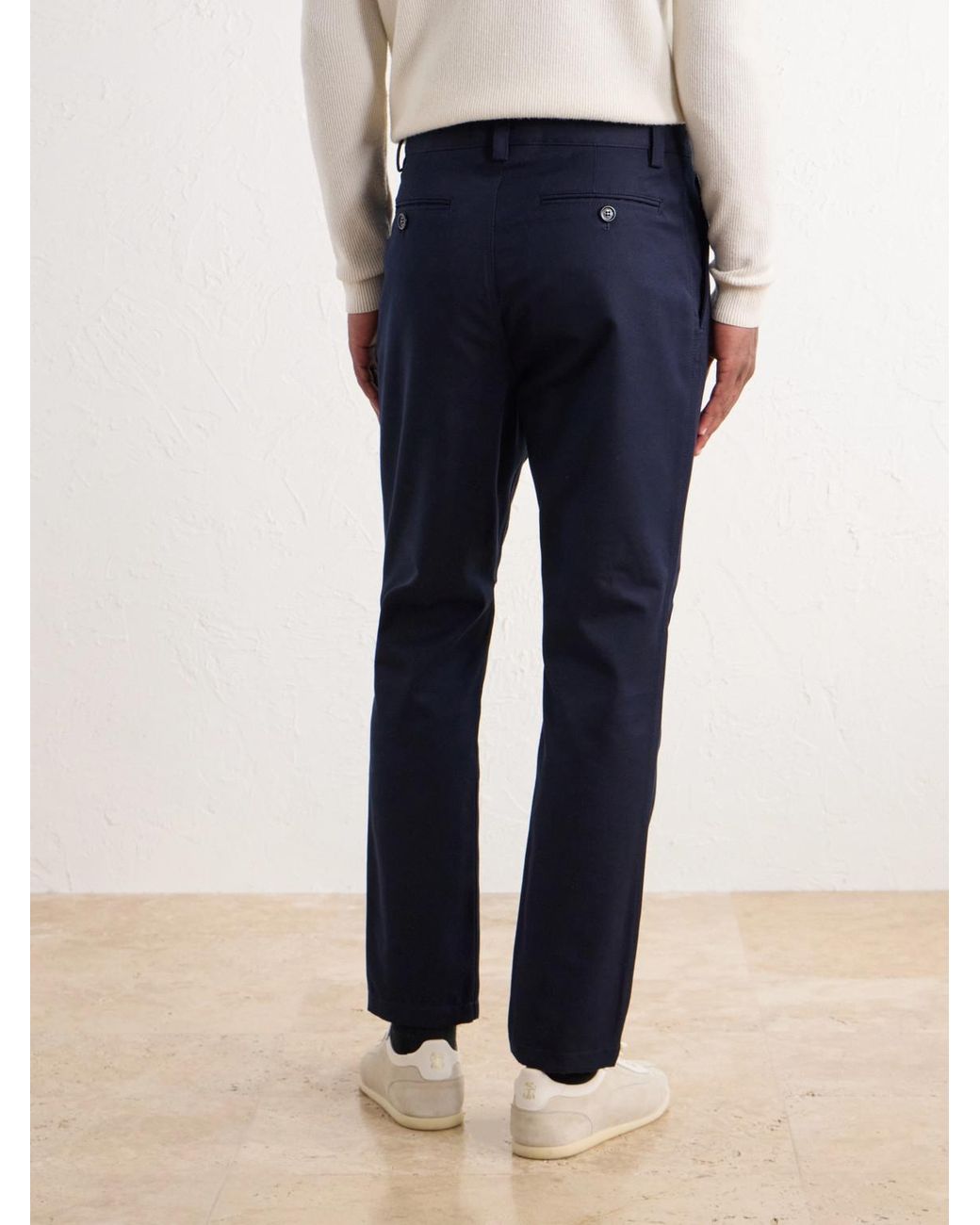 Brunello Cucinelli Blue Tapered Cotton And Wool-Blend Twill Chinos for men