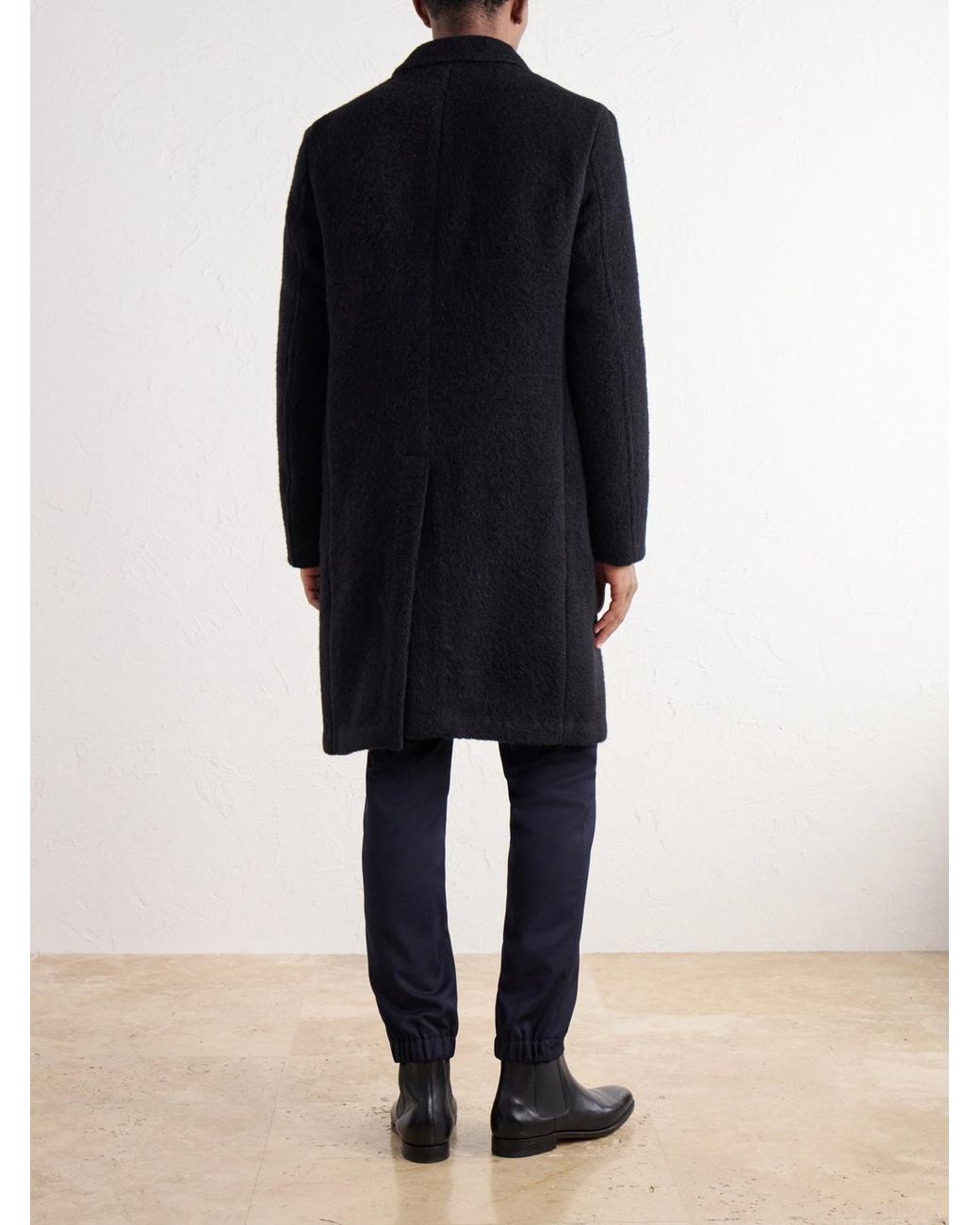 Slowear Black Montedoro Alpaca-Blend Bouclé Coat for men