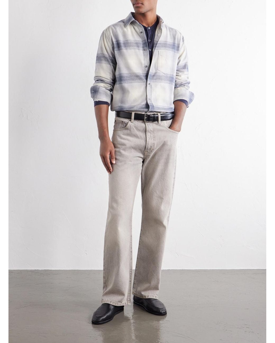 Portuguese Flannel Blue Fonte Checked Cotton-Flannel Shirt for men