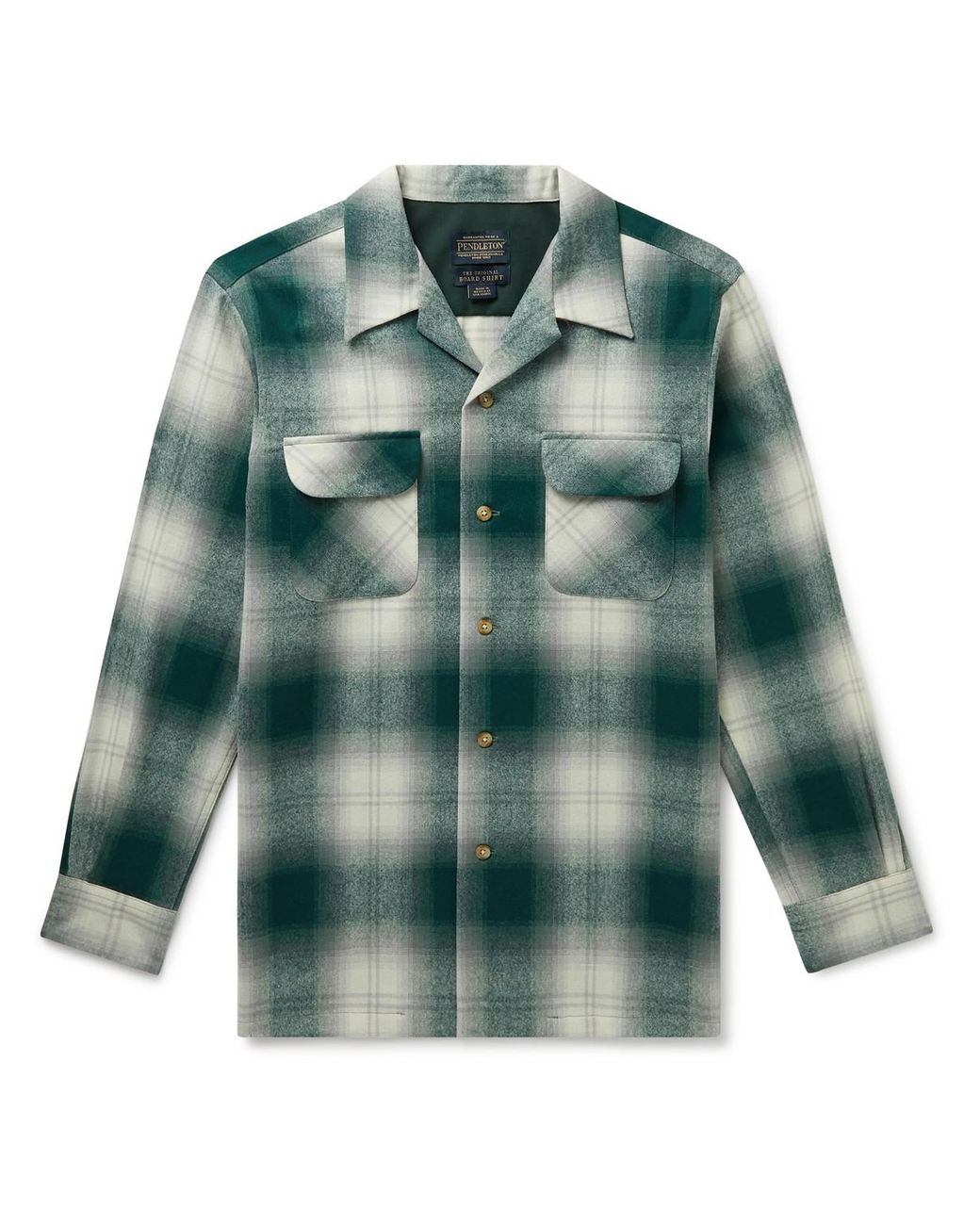 Pendleton Board Convertible-collar Checked Virgin Wool Shirt in Green for  Men | Lyst