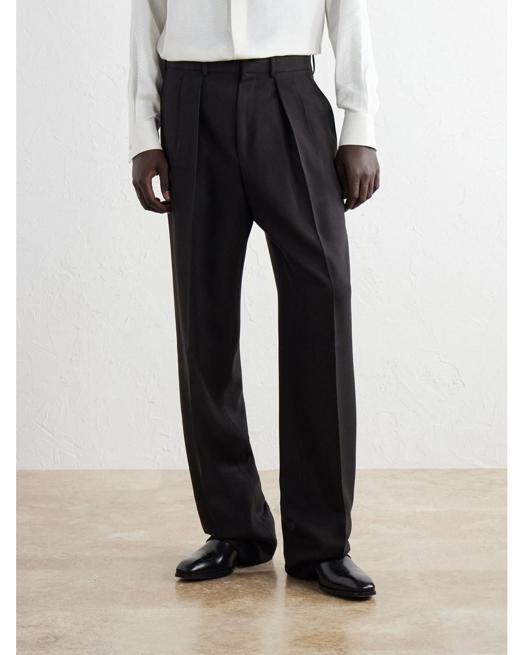 Tom Ford Black Straight-Leg Pleated Woven Wool Tuxedo Trousers for men