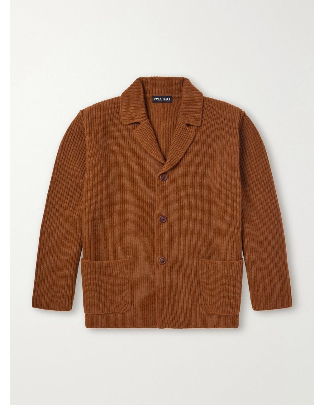 Casey Casey Brown Panno Wool-Knitted Cardigan for men