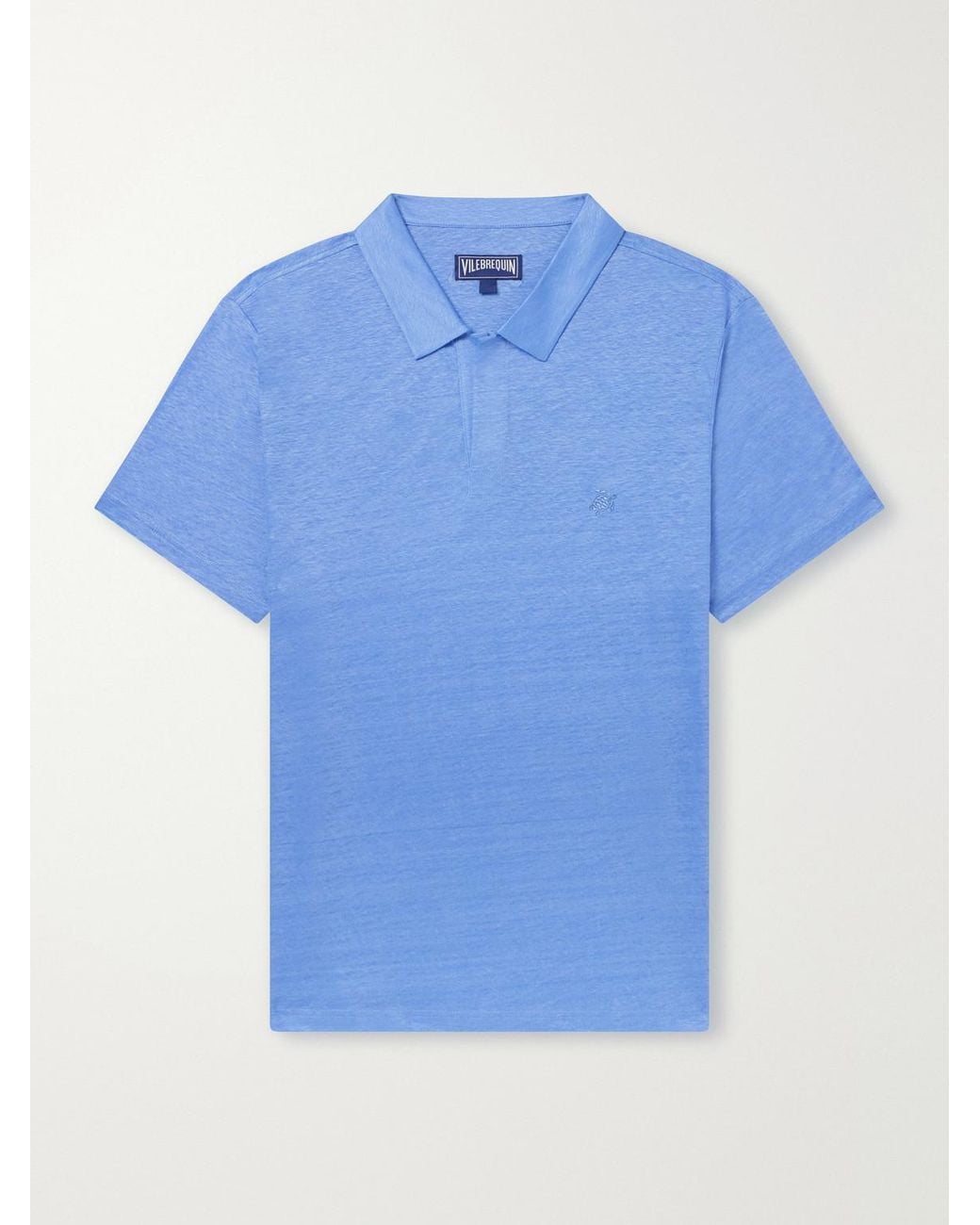 Vilebrequin Blue Pyramid Linen-Jersey Polo Shirt for men
