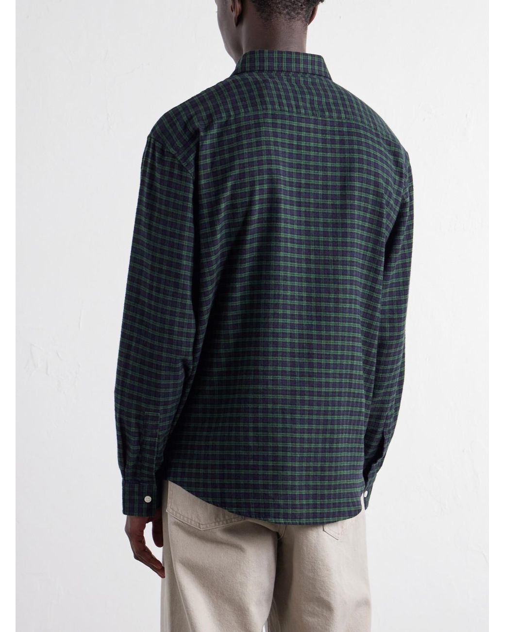 NN07 Blue Deon 5465 Checked Organic Cotton-Flannel Shirt for men