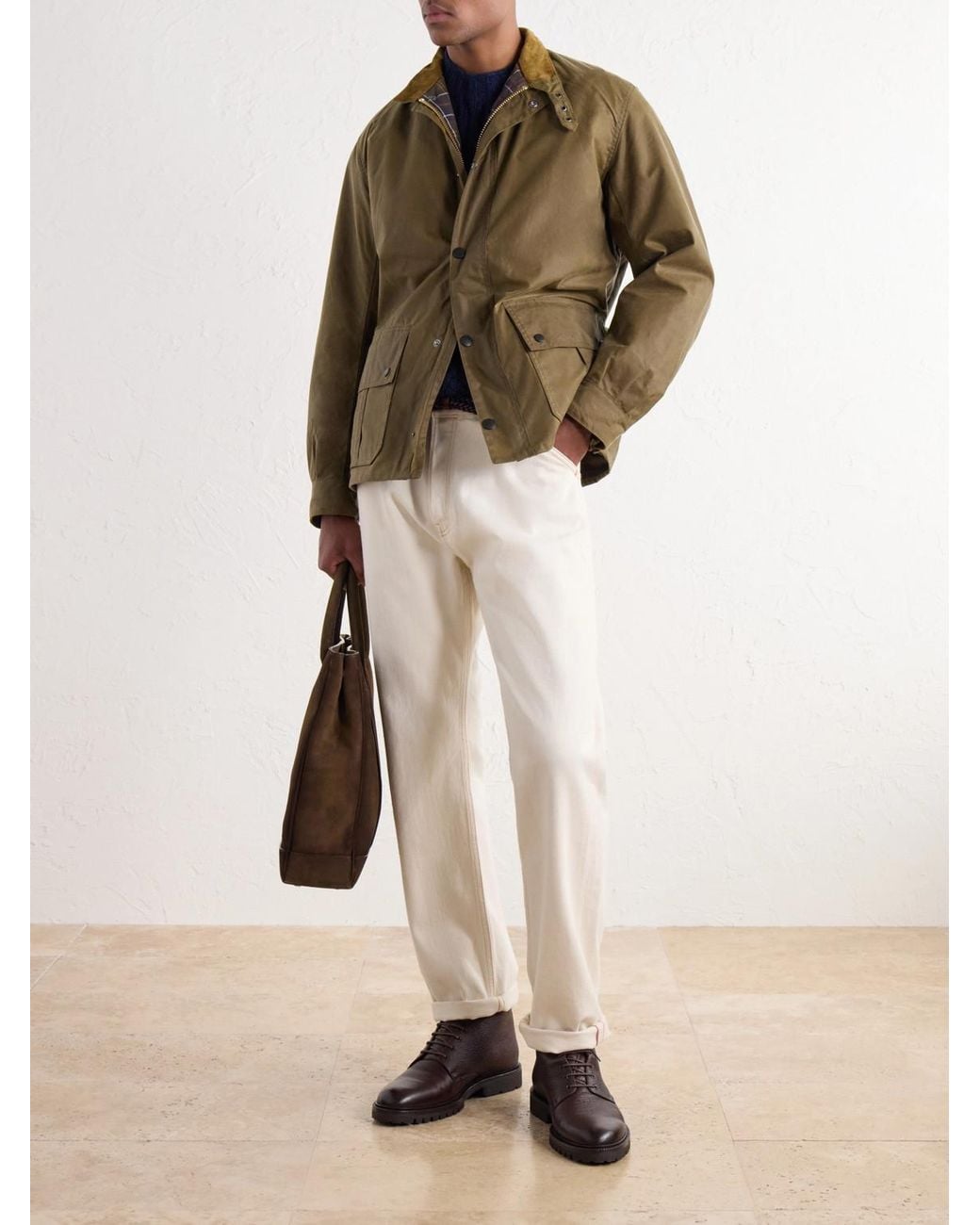 Officine Creative Brown Quentin/026 Cashmere-Lined Suede Tote Bag for men
