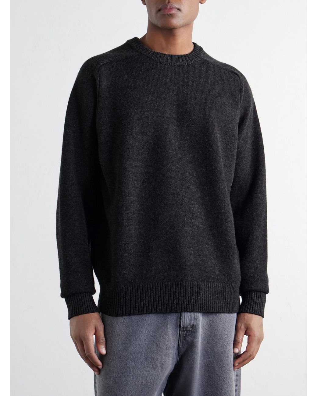 A.PRESSE Blue Paneled Wool Sweater for men