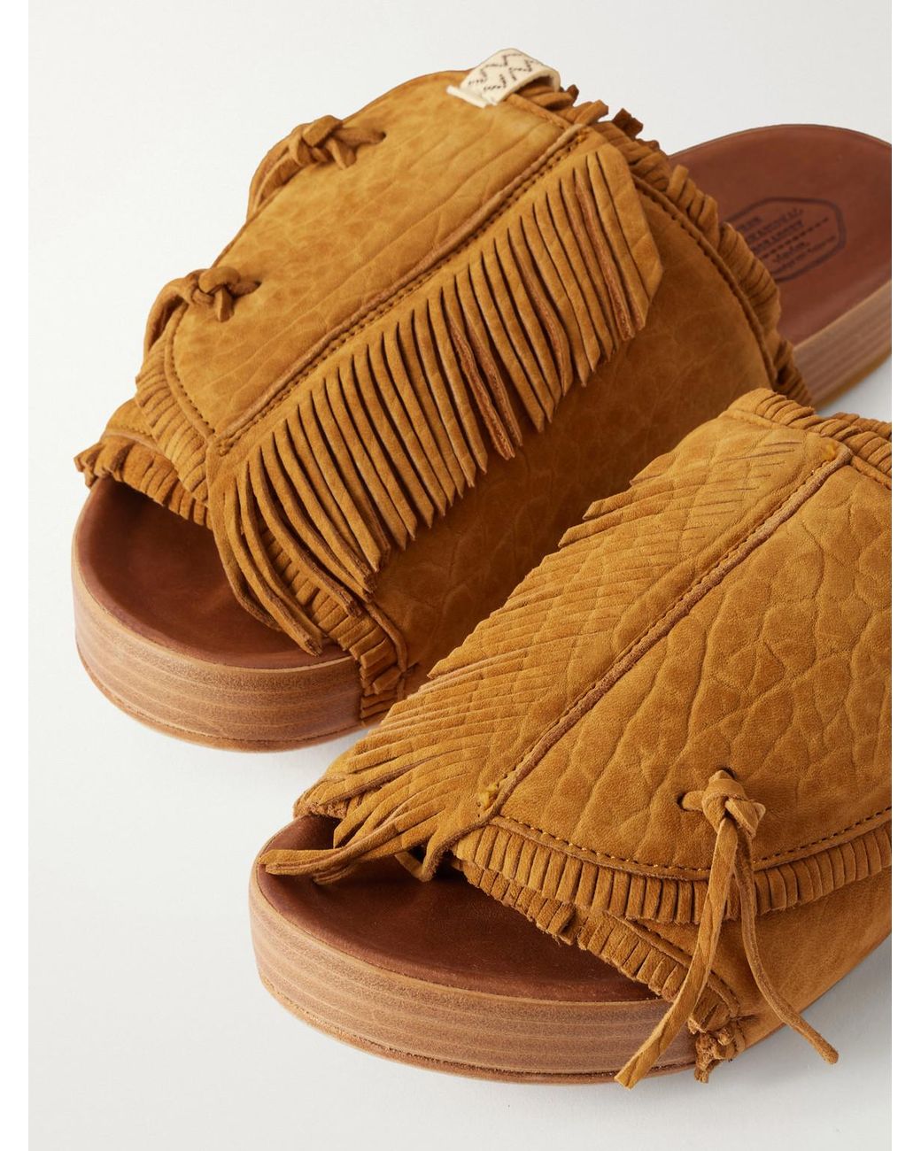 Visvim Brown Christo Shaman Folk Suede Slides for men