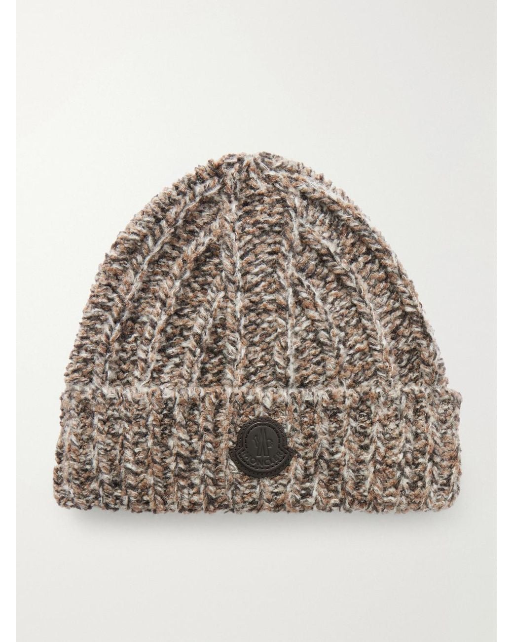 Moncler Gray Ribbed Wool-blend Beanie for men